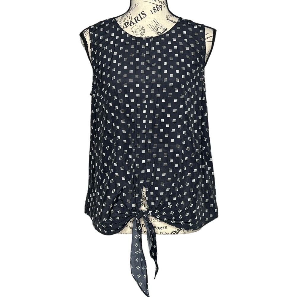 Market & Spruce (S) Billy Button Back Tie Front Top - Stitch Fix Dot Blouse